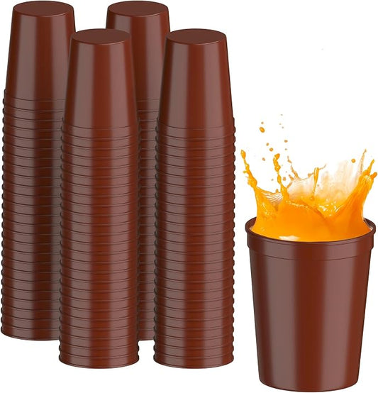 PartyPrints 100 Pack 16 oz Maroon Reusable Blank Plastic Cups, Stadium Cups by PartyPrints