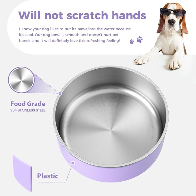 WENBOKMIN Dog Bowl, Stainless Steel Food and Water Bowl, Light Purple | Non - Image 6