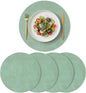 Artoid Mode Sage Faux Leather Placemats Set of 4, 15 Inch Waterproof Wipeable Heat Resistant Vinyl Place Mats, Reversible Table Mats for Spring Kitchen Dining Decor