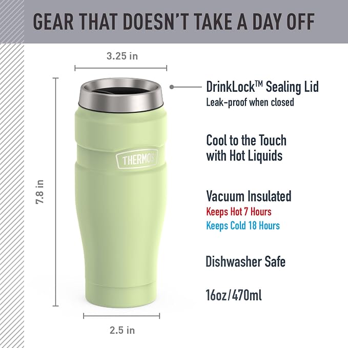 THERMOS Stainless King Stainless Steel Tumbler, Matte Green | Vacuum-Insulated - Image 2