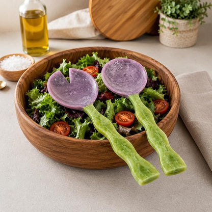SS CRAFTS INDIA Premium Purple & Green Swirl Resin Salad Servers | Set of 2 - Image 2
