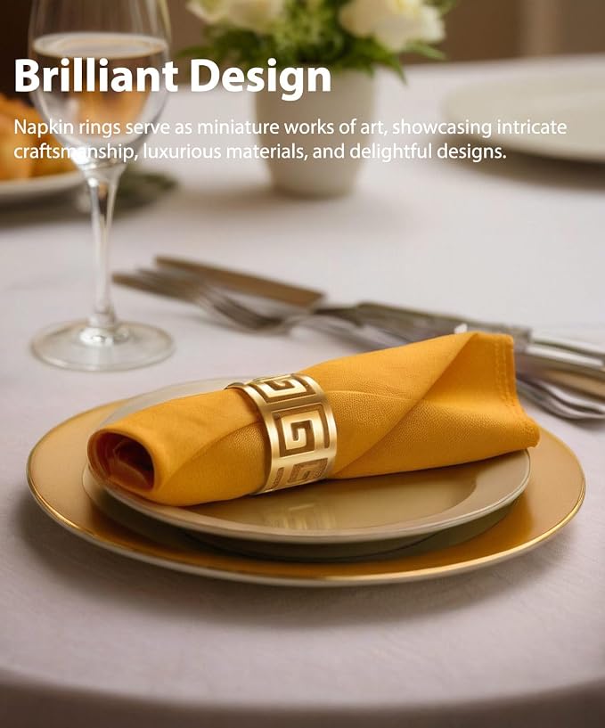 Luxurious Hollow Out Design Napkin Rings Holder, - Image 3
