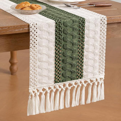 Boho Table Runner Summer Farmhouse Rustic Dining Dresser Scarf Home Decor | - Image 4