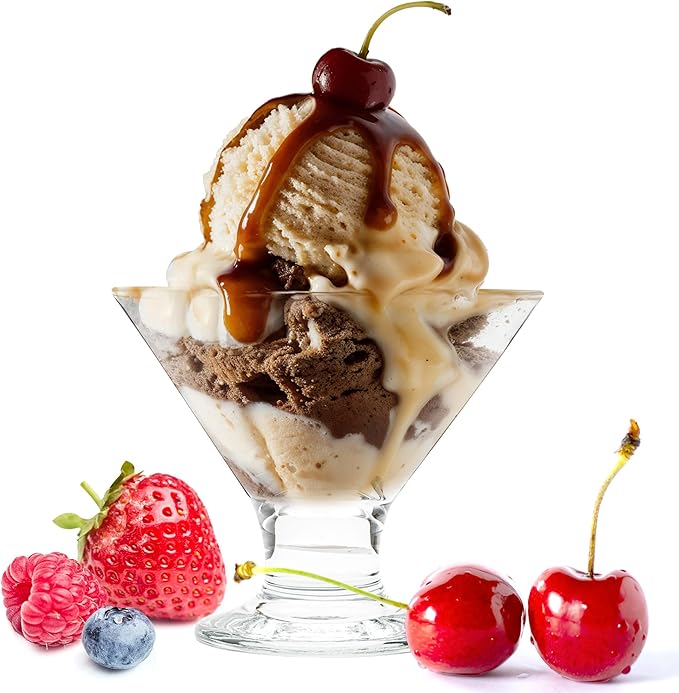 Vikko Dessert Bowls, 5.5 Ounce Ice Cream Sundae Bowls, Set of 6 Footed Dessert Cup For Ices, Pudding, Fruit, and More, Dishwasher Safe