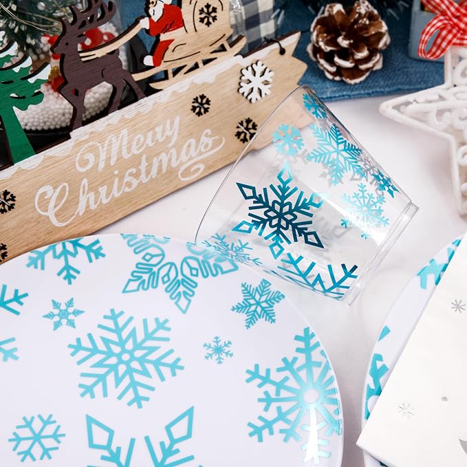 175Pcs Christmas Plates and Napkins Disposable Dinnerware Set - Image 7