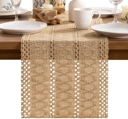 MLMW Boho Table Runner 36 inches Small Coffee Table Runner Rustic Burlap - Image 6