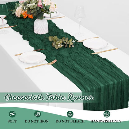 8 Pack Emerald Green Cheesecloth Table Runners 20x120 Inch Gauze Table Runner - Image 6