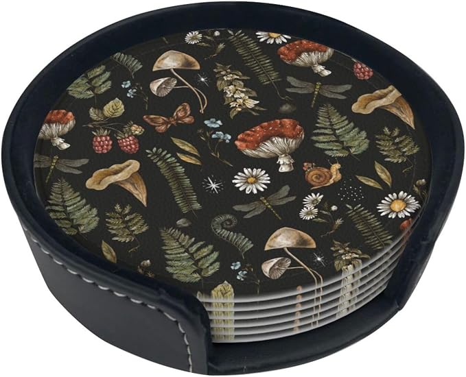 Mushroom Witch Witchy Vintage Plant Coasters by Unknown