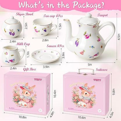 TUZT Tea Party Set for Little Girls Ages 3-8, Princess Tea Time Toy Includes - Image 7