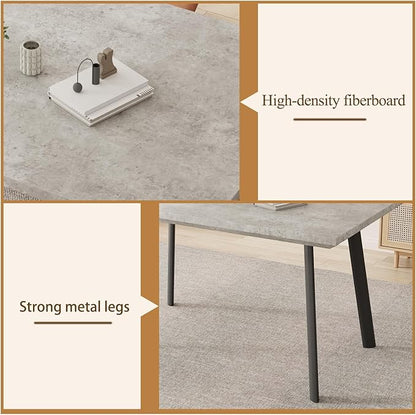 ZckyCine 46.5" Modern Grey Dining Table Set for Small Spaces, 5-Piece Set with Rectangular Table & 4 Padded Leather Chairs, Compact, Sturdy & Easy to Assemble (Table + 4 White Dining Chairs, 46.5")