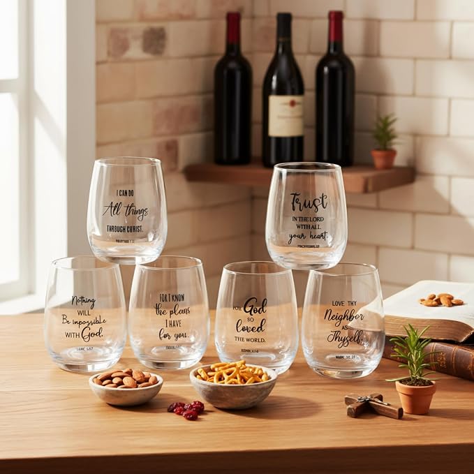 6 Sets Fathers Day Christian Funny Wine Glasses Gifts - Image 3