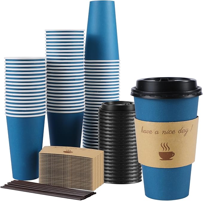 Clawsoff 500 Pack 16 oz Disposable Paper Coffee Cups - Image 3