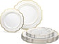 " OCCASIONS " 50 Plates Pack (25 Guests)-Heavyweight Wedding Party Disposable Plastic Plate Set -(25x10.5'' Dinner + 25x8'' Salad/Dessert) (Imperial White & Gold)
