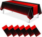 MASHAN 6Pcs Black and Red Tablecloth Party Decorations, Plastic Black Table by MASHAN