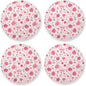 Seamless Pattern Red Roses Absorbent Coasters 4 Piecing Set Cork Base Cups by KLL