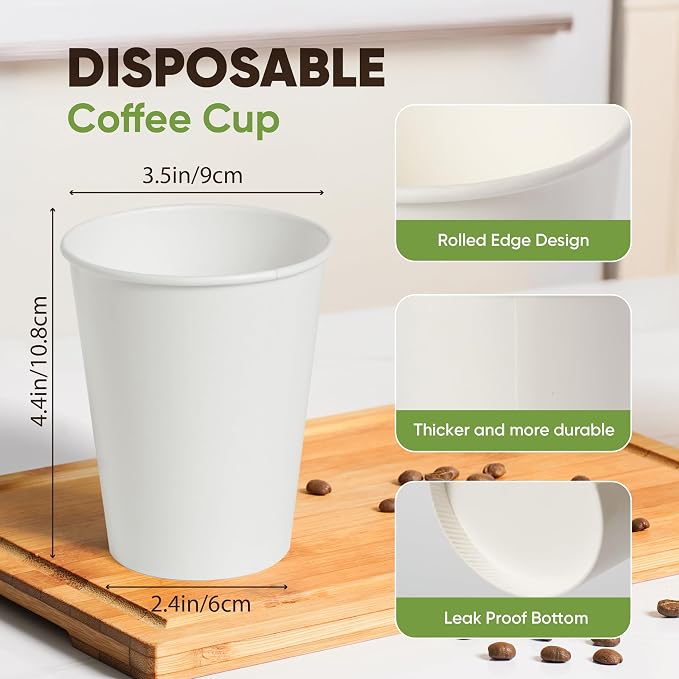 14 oz Paper Cups – 100 Disposable Coffee Cups - Image 2