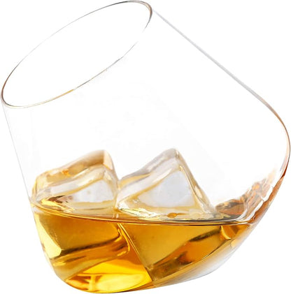 MyGift Spinning Whiskey Glasses Set of 4, Rotating Tilted Old Fashioned Bourbon - Image 7