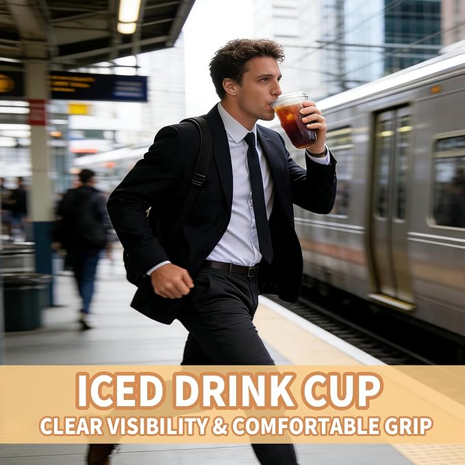 50 Pack 18 oz Clear Plastic Iced Coffee Cups - Image 6