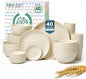 Wheat Straw Dinnerware Sets 40 PCS Plates and Bowls Sets by HOMIENLY