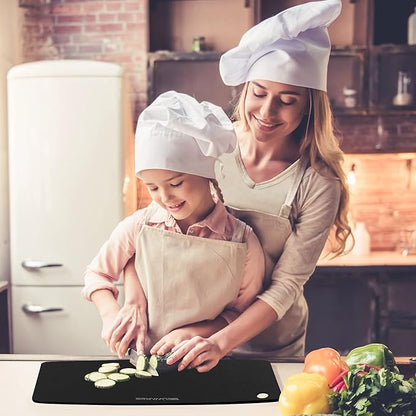 Dishwasher Safe Cutting Board for Kitchen - Large Composite Wood Chopping Board, Thin & Lightweight, Heat Resistant, BPA-Free, Eco-Friendly Cutting Board for Meal Prep, 14.5 x 11.25 Inch (Slate Black)