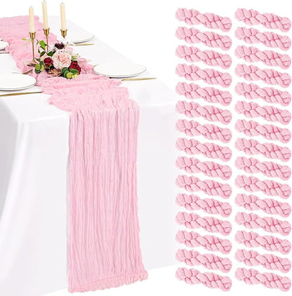 30 Pack Cheesecloth Table Runner 10FT Light Pink Table Runner Boho Gauze Cheese by Showgeous