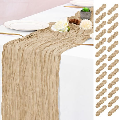 25 Pack Beige Table Runner 17 x 108inch Cheesecloth Table Runner Boho Gauze by Lumaycens