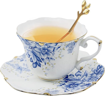 Country Roses Porcelain Tea Cup and Saucer Set - Image 2