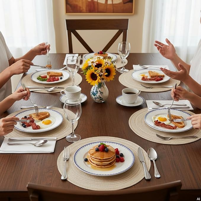 SHACOS Round Braided Placemats Set of 4 Washable Place Mats - Image 8