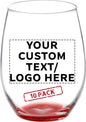DISCOUNT PROMOS 10 ARC Stemless Wine Glasses Set, 21 oz. - Customizable Text, Logo - Chardonnay, Cabernet, Merlot, Sauvignon - Red