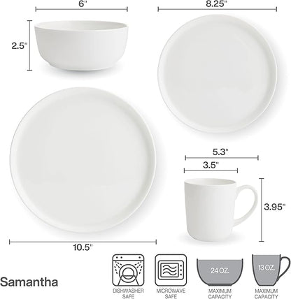Mikasa 5266100 Samantha Chip-Resistant 16 Piece Set, Service for 4 White