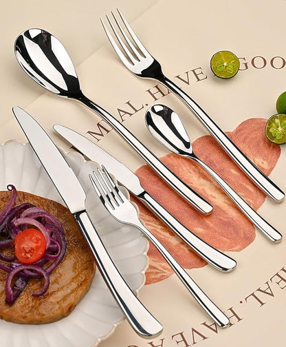 Modern Silverware Set for 4 Premium 20 Piece Flatware Set 18/10 Stainless Mirror Polished Nice Weight Utensils for Home Kitchen