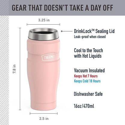 THERMOS Stainless King Stainless Steel Tumbler, Matte Pink | Vacuum-Insulated - Image 2