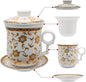 Porcelain Tea Cup with Infuser Lid and Saucer Sets by Unknown
