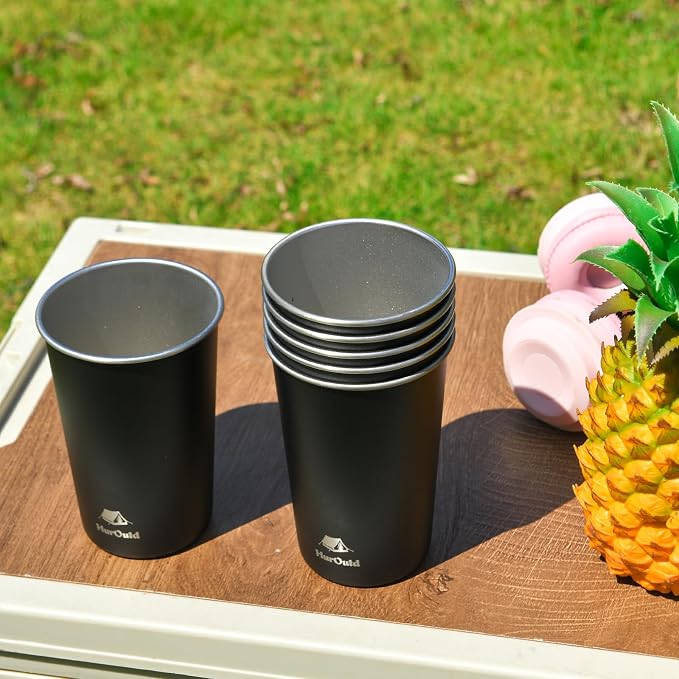 8 Pack Stainless Steel Cups 16oz -Black Stackable Metal Drinking Glasses - Image 6