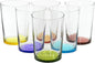Red Co. Multicolor Large Drinking Glasses for Water, Juice and Cocktails, 16 Ounce - Set of 6