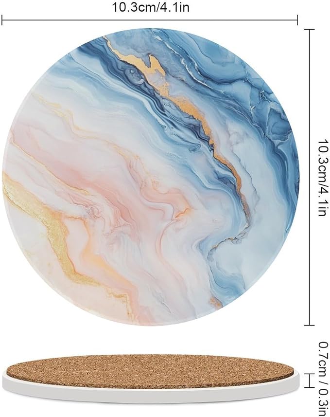Minimalist Marble Texture Abstract Coasters Set of 4 Absorbent Coasters - Image 2