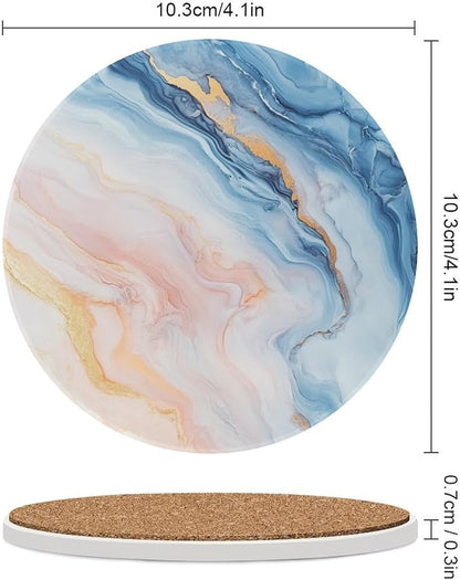 Minimalist Marble Texture Abstract Coasters Set of 4 Absorbent Coasters - Image 2