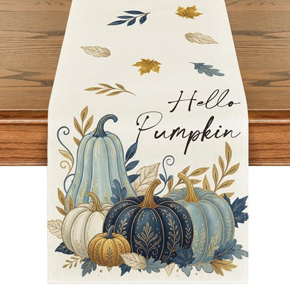Artoid Mode 210 GSM Fall Table Runner 13x36 Inch Home Party Decor | Blue by ArtoidMode