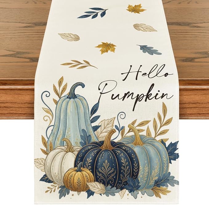 Artoid Mode 210 GSM Fall Table Runner 13x72 Inch Home Party Decor | Blue by ArtoidMode