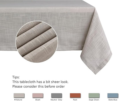 maxmill Lux Faux Linen Table Cloth with Slubby Yarn Textured Weaves Wrinkle Free Anti-Shrink Soft Tablecloth Decorative Table Cover for Outdoor and Indoor Use Rectangle 60 x 104 Inch Natural