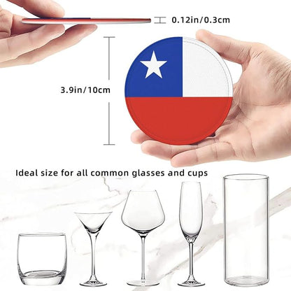 6 Pack Chile Flag Leather Coaster - Image 4