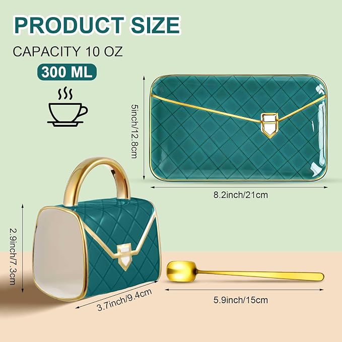 Zubebe 1 Set Coffee Mug Elegant Handbag Shaped Cup Modern Ceramic Purse Mug - Image 2