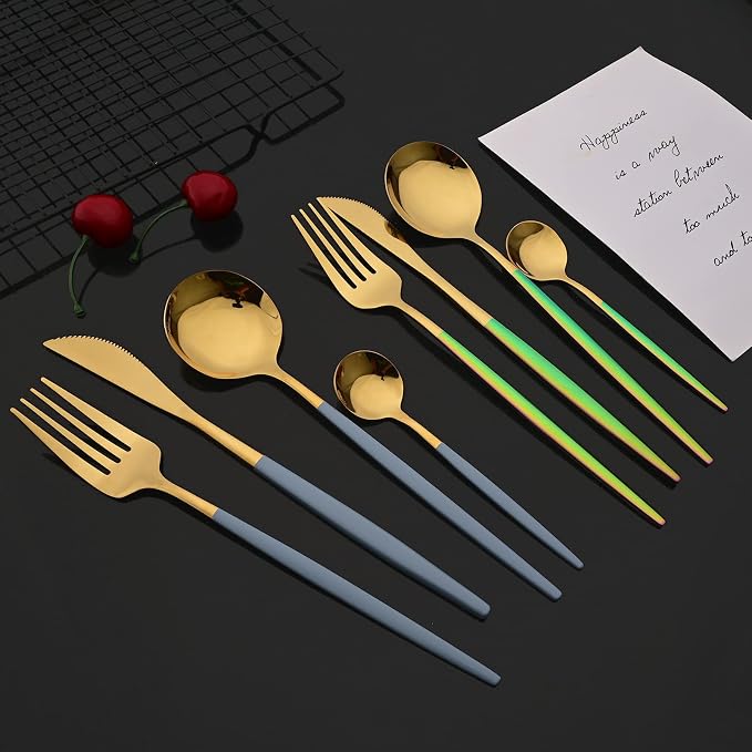 JASHII Flatware Set 24 Piece, Stainless Steel Silverware Set, Macaron Small - Image 3