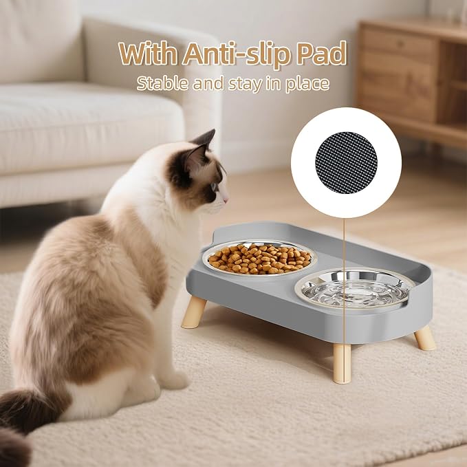 Elevated Cat Bowl, Raised Cat Food and Water Bowl Set - Image 7