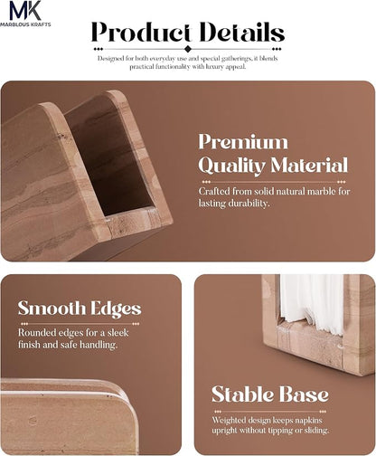 Marble Mini Napkin Holder 3" x 4" Inch Natural Brown Finish Napkin Organizer - Image 5