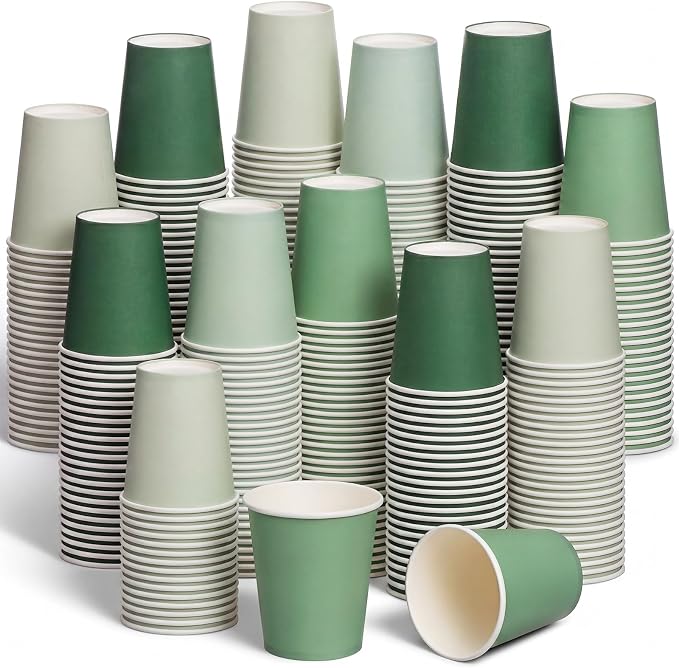 Mimorou 300 Pack 8 oz Disposable sage green Paper Cups, Coffee Cups by Mimorou