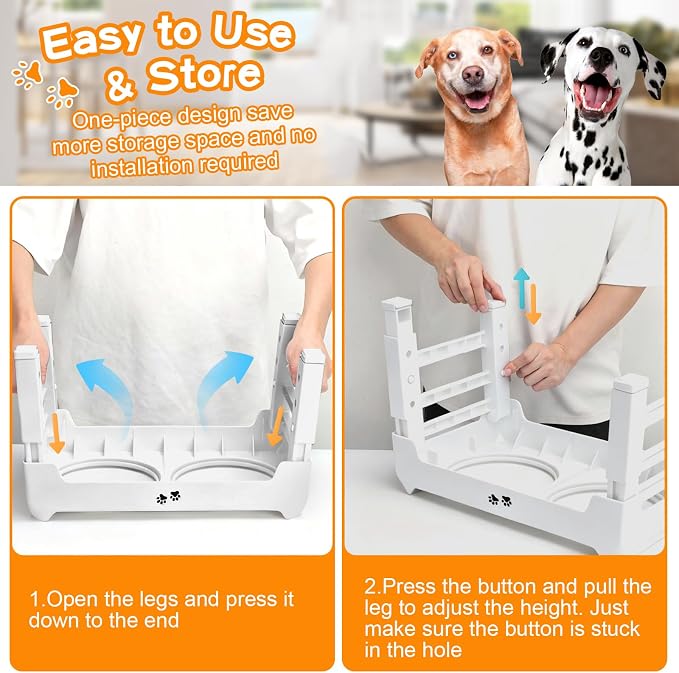 COMESOON Elevated Dog Bowls, 4 Height Adjustable Raised Bowl Stand - Image 6