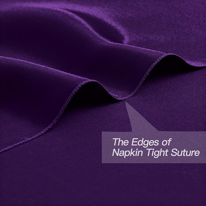 P Pothuiny 24 Pcs Purple Satin Napkins 17 x 17 Inch, Satin Cloth Napkins | - Image 3