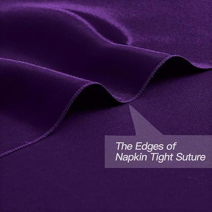 P Pothuiny 12 Pcs Purple Satin Napkins 17 x 17 Inch, Satin Cloth Napkins | - Image 3