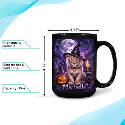Hyturtle Personalized Halloween Lion Mug, Custom Name Gift - Image 4